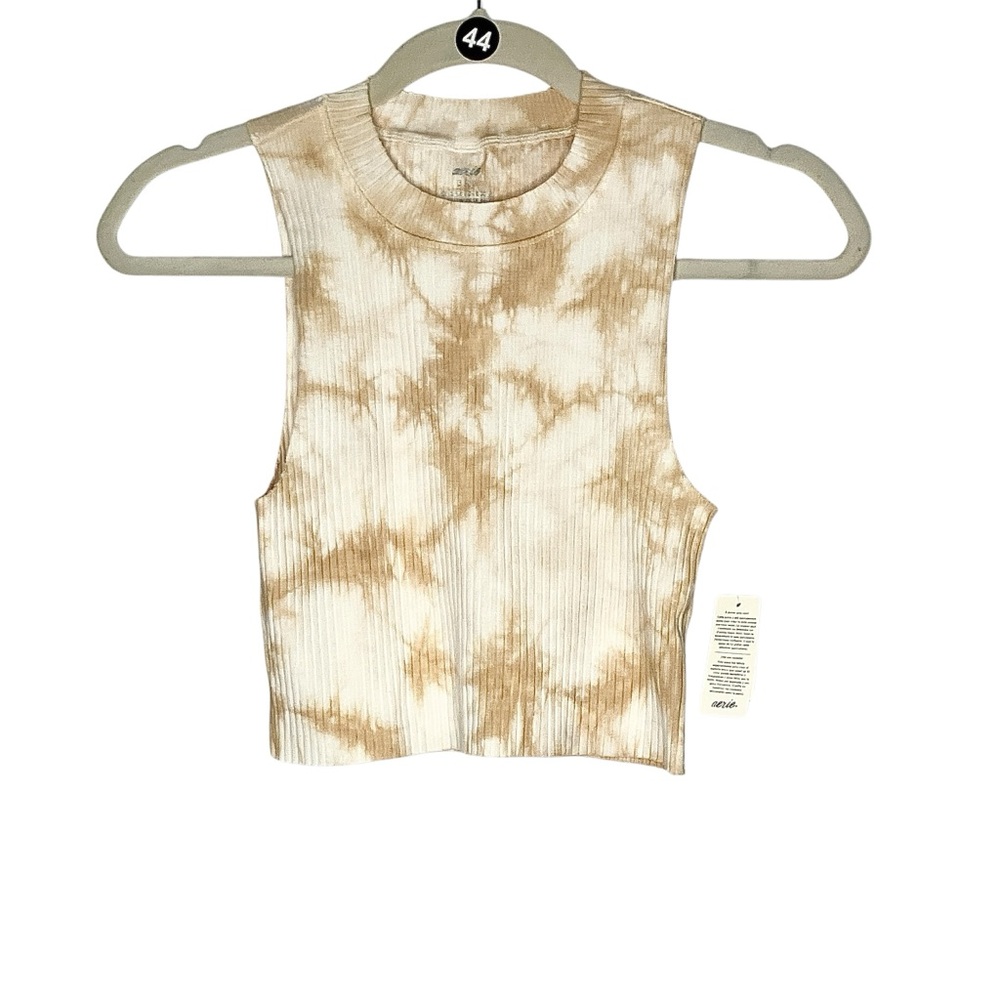 AERIE Women's tank top  Small Rebel Cropped White Beige Tie Dye NWT - Picture 4 of 13